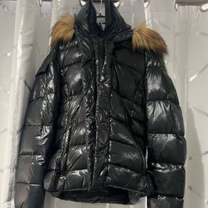 Aqua black puffer jacket